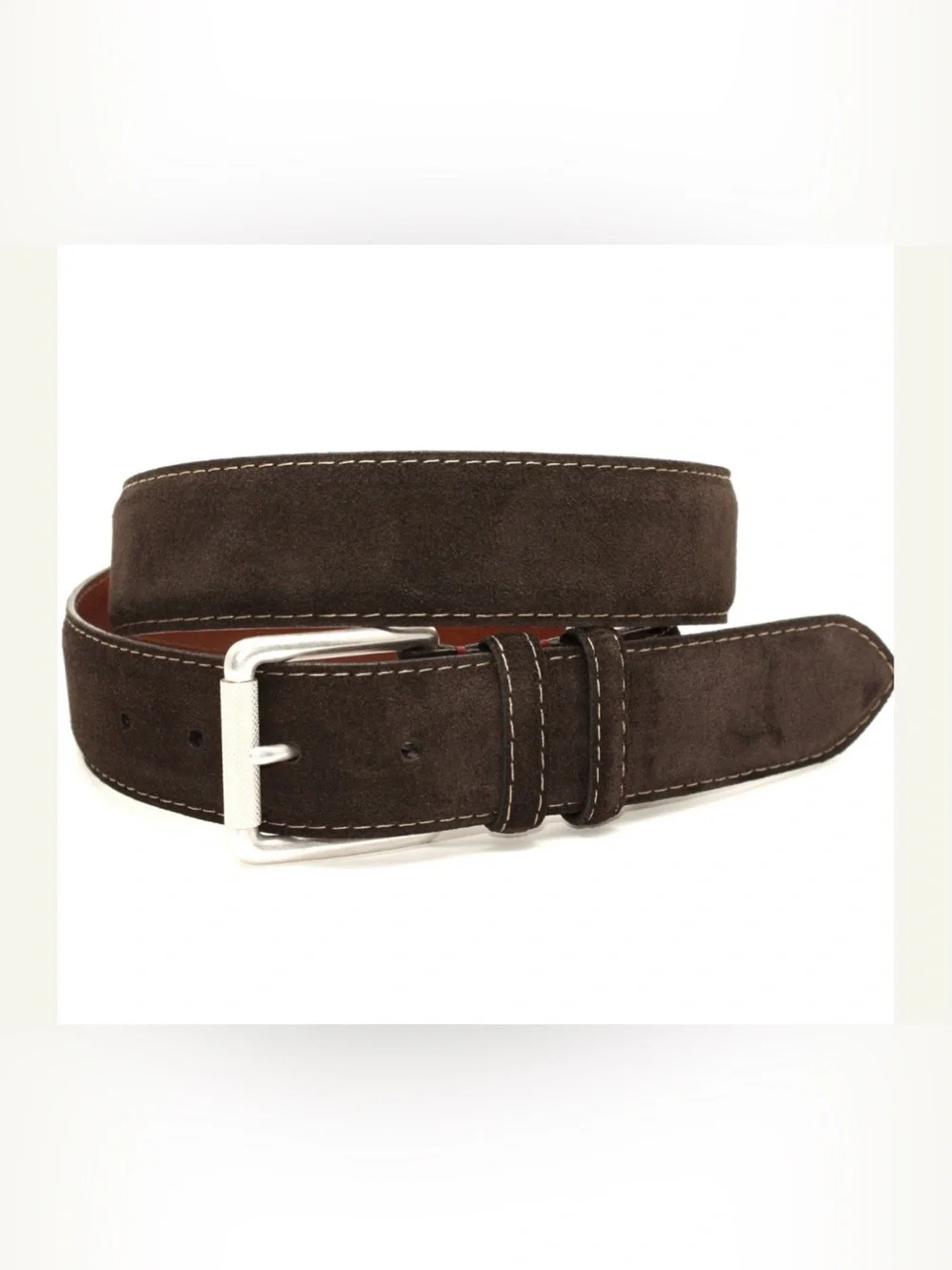 Torino Leather - European Sueded Calfskin Belt - Brown. Size 42